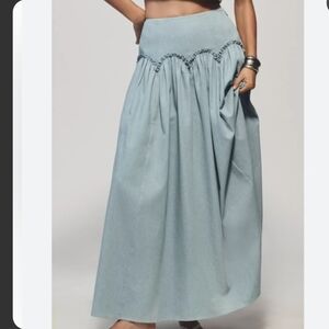 Mare Mare X Anthroplogie Basque Waist Maxi Skirt Large Lined